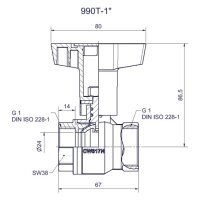 Comfort-Heizungskugelhahn DN25 1" IG mit Iso-T-Griff...