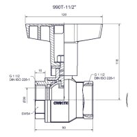 Comfort-Heizungskugelhahn DN40 1 1/2" IG...