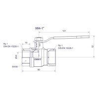 comfort-Kugelhahn Universal für Gas und Trinkwasser DN 25 (1") Hebelgriff Ms/vc