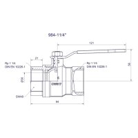 comfort-Kugelhahn Universal für Gas und Trinkwasser DN 32 (11/4") Hebelgr. Ms/vc