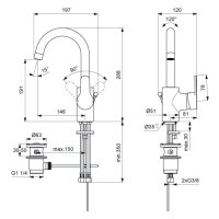 sanibel 1001-Waschtisch-Batterie A16 seitlich bedienbar verchromt