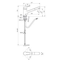 sanibel 1001-Spültisch-Batterie A16 mit ausziehbarer Brause verchromt