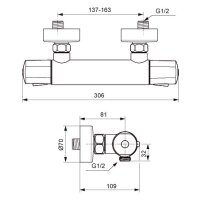 sanibel 1001-Thermostat-Brausebatterie A16 verchromt