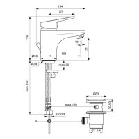 sanibel 1001-Waschtisch-Batterie A16 mit Ablaufgarnitur...