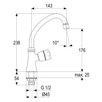 sanibel 1001-Standschwenkventil A17 DN 15 (1/2")...