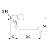 sanibel 1001-Spültisch-Wand-Schwenk- ventil A 17 mit S-Ausl. Markier. kalt vc