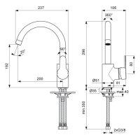 sanibel 1001-Spültisch-Batterie A16 seitlich bedienbar verchromt