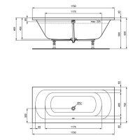 Acryl-Badewanne sanibel 1001 Duo A14 1700x750x450mm weiß