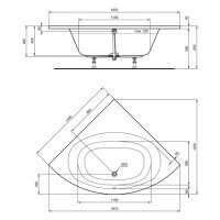 Acryl-Eckbadewanne sanibel 1001 A14 1400x1400x450mm...