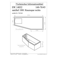 Wannenträger f Acryl-Raumsparbadewanne sanibel 1001 A14 1600x700mm rechts