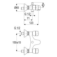 sanibel 1001-Zweigriff-Badebatterie A17 mit Umstellung oben verchromt