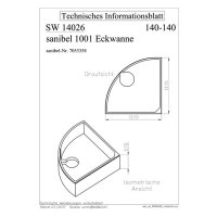 Wannenträger ohne Ablage für Acryl- Eckbadewanne sanibel 1001 A14 1400mm