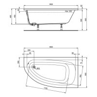 Acryl-Raumsparbadewanne sanibel 1001 A14 1600x900x450mm...