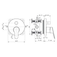 sanibel 1001-Aufputzteile A16 für Bade- batterie eigensicher verchromt