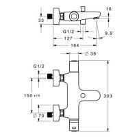 sanibel 3000-Thermostat-Badebatterie A14 Nr. 7725 verchromt