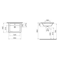 sanibel 3001 Möbel-WT SLIM 650x490mm unterbaufähig eckig Form weiß