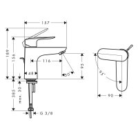 sanibel 3001 Waschtischarmatur M A23 Niederdruck mit...