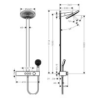 sanibel 3001-Showerpipe-Thermostatset EcoPlus 1114mm lang Hand-/Kopfbrause vc