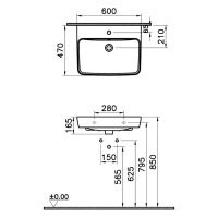 sanibel 3001 Waschtisch A23 eckige Form 600x470mm unterbaufähig weiß