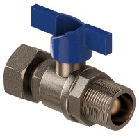 Lindner Kugelhahn, MS PN16 blau 5045-005 1/2" AGx3/4" ÜM f. Wohnungswasserzähler