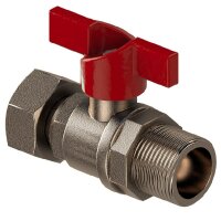 Lindner Kugelhahn, MS PN16 rot 5045-005A 1/2" AGx3/4" ÜM f. Wohnungswasserzähler