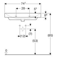 Waschtisch sanibel 5001 E 750x480 mm A15 weiß