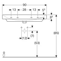 Waschtisch sanibel 5001 E 900x480 mm A15 weiß