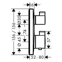 sanibel 5001-Aufputzteile Thermostat A18 2 Verbraucher Nr. 14732 verchromt