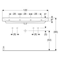 Waschtisch sanibel 5001 E 1200x480 mm A15 weiß