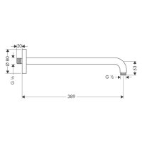 sanibel 5001-Wand-Brausearm A18 rund DN15 (1/2") 389mm lang Messing verchromt