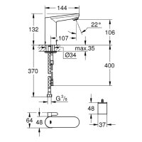 GROHE IR-Elektronik für WT Eurosmart CE 36327 mit Mischung Batterie chrom