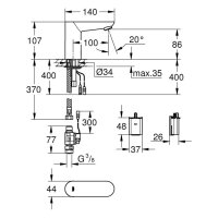 GROHE IR-Elektronik für WT Euroeco CE 36271 Batterie-Stromversorgung 6 V chrom