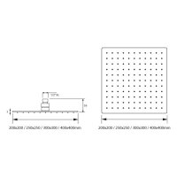 SCALIDO-Kopfbrause eckig 300x300mm DN 15 mit Antikalknoppen Edelstahl poliert