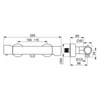 SCALIDO Brausethermostat D1 Aufputz verchromt