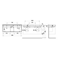 SCALIDO Doppelwascht. eckig 1300x475mm 2HL m....