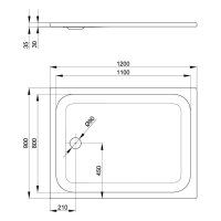 SCALIDO Stahl-Duschwanne superflach 1200x900x35mm weiß