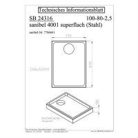 sanibel-Wannenträger für SCALIDO Stahl- Duschwanne superflach 1000x800mm