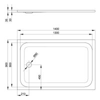 SCALIDO Stahl-Duschwanne superflach 1400x900x35mm weiß