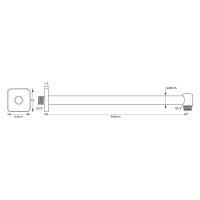 SCALIDO-Wand-Brausearm softedge DN 15 (1/2Z) 400mm lang aus Messing verchromt