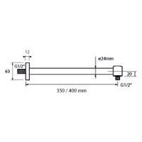 SCALIDO-Wand-Brausearm rund DN 15 (1/2Z) 400mm lang aus Messing schwarz matt