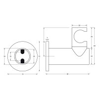 SCALIDO-Wandbrausehalter rund drehbar mit Rosette rund aus Messing verchromt