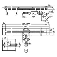 Advantix Vario-Duschrinne-Grundkörper stufenlos von 300 - 1200mm, Sanierungsm.