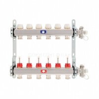 Edelstahl-Heizkreisverteiler mit KH 1" 12-fach mit TACO-Topmeter