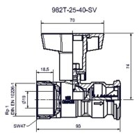 comfort-Pumpen-KH mit Sperrventil o. ÜM Muffe DN 25xÜM DN 40 vernickelt