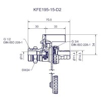 comfort-KFE-Kugelhahn A22 Durchgangsform Trinkw. selbstdichtend DN 15(1/2") Ms/vc