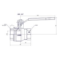 comfort-Kugelhahn Edelstahl IG/IG für Trinkwasser DN 20 (3/4") Hebelgriff