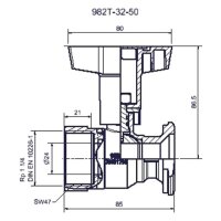 comfort-Pumpen-KH o. Sperrventil o. ÜM Muffe DN 32xÜM DN 50 vernickelt