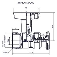 Comfort-Pumpen-KH mit Sperrventil IG DN32 x Flansch vernickelt