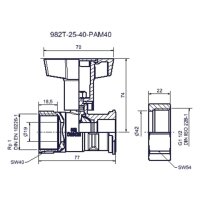 comfort-Pumpen-Kugelhahn o. Sperrventil mit ÜM Muffe DN25xÜM DN40 vern. VPE=4Stk