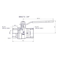 comfort-Kugelhahn Universal bleifrei Gas und Trinkw. DN 20 (3/4") Hebelgr. Ms/vc